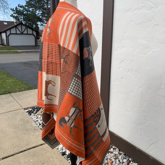 Reversible New Cashmere Western Horse Scarf Shawl Pashmina Wrap - Picture 6 of 16